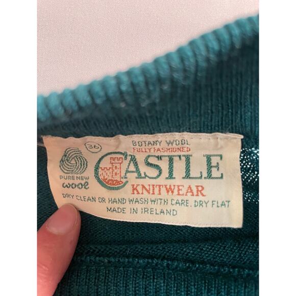 Vtg. Castle Green Wool Knit Mock Neck Sweater EU Size 36 - Picture 3 of 7